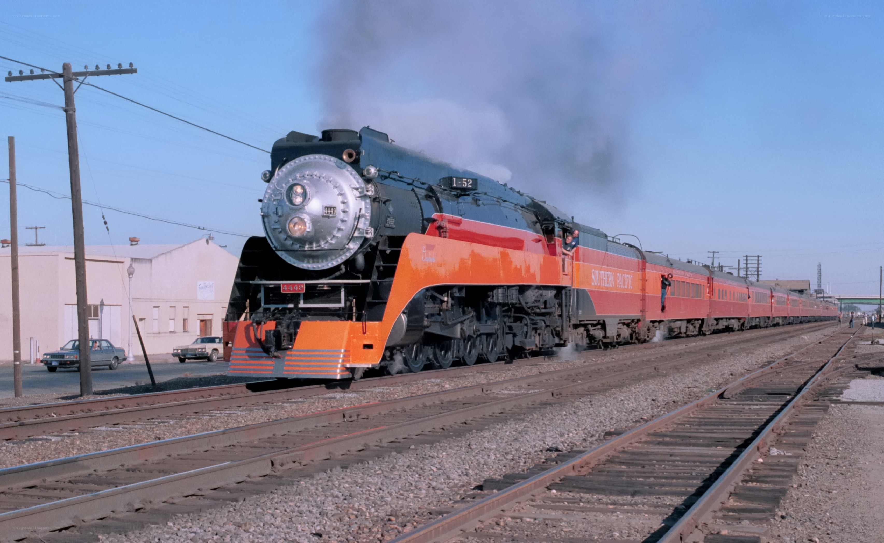 Southern Pacific steam train in motion