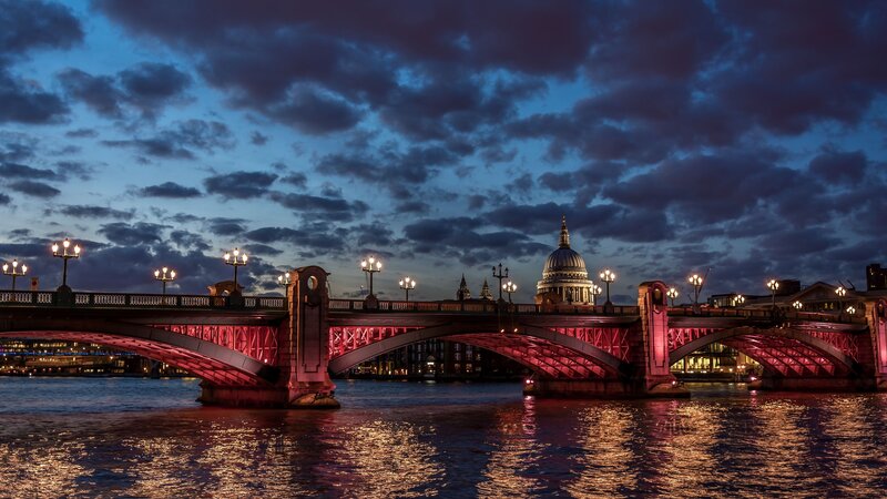 Southwark Bridge at Dusk — Blue, Dramatic, Night