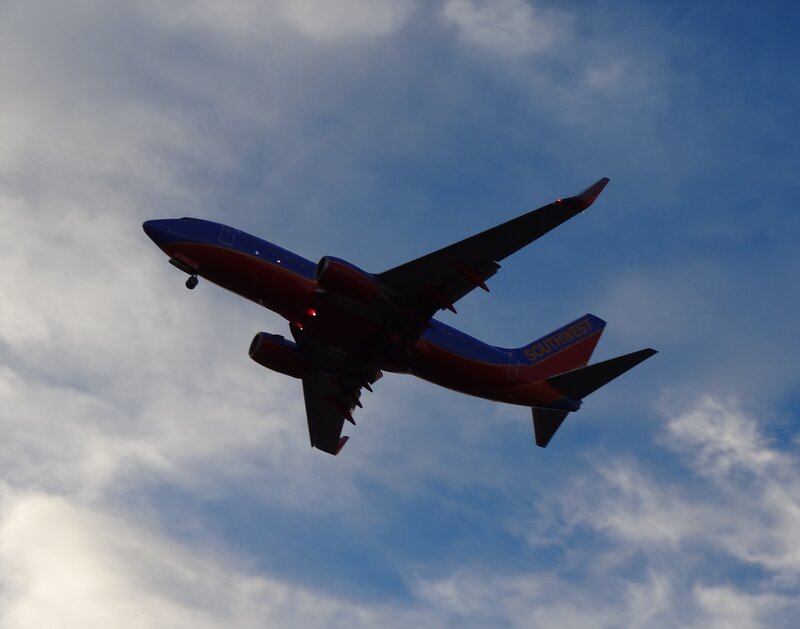 Southwest Airlines Plane — Blue, Dramatic, Afternoon