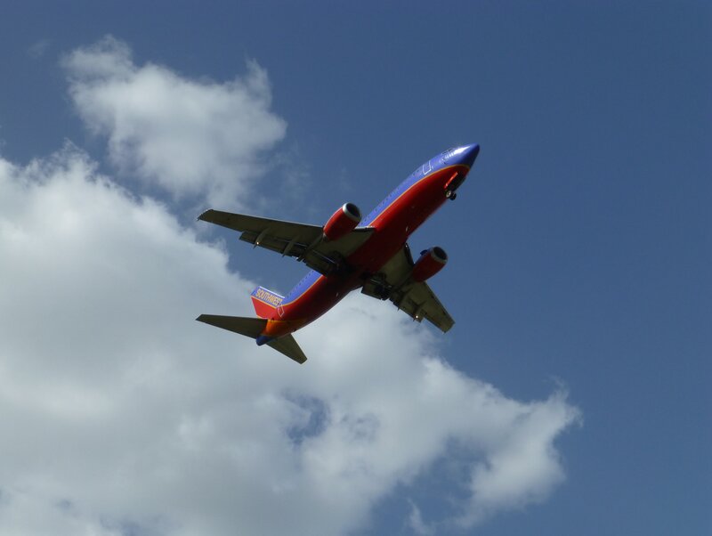 Southwest Airlines Plane — Blue, Dynamic, Afternoon, Photograph