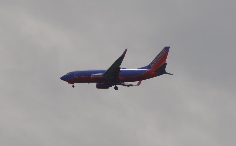 Southwest Airlines Plane — Blue, Overcast, Photograph