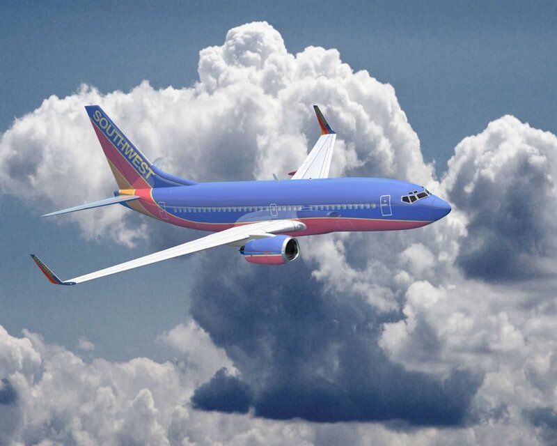 Southwest Airlines plane in flight