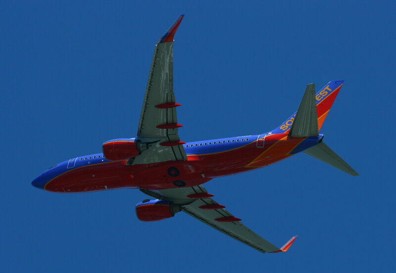 Southwest Airlines plane in flight