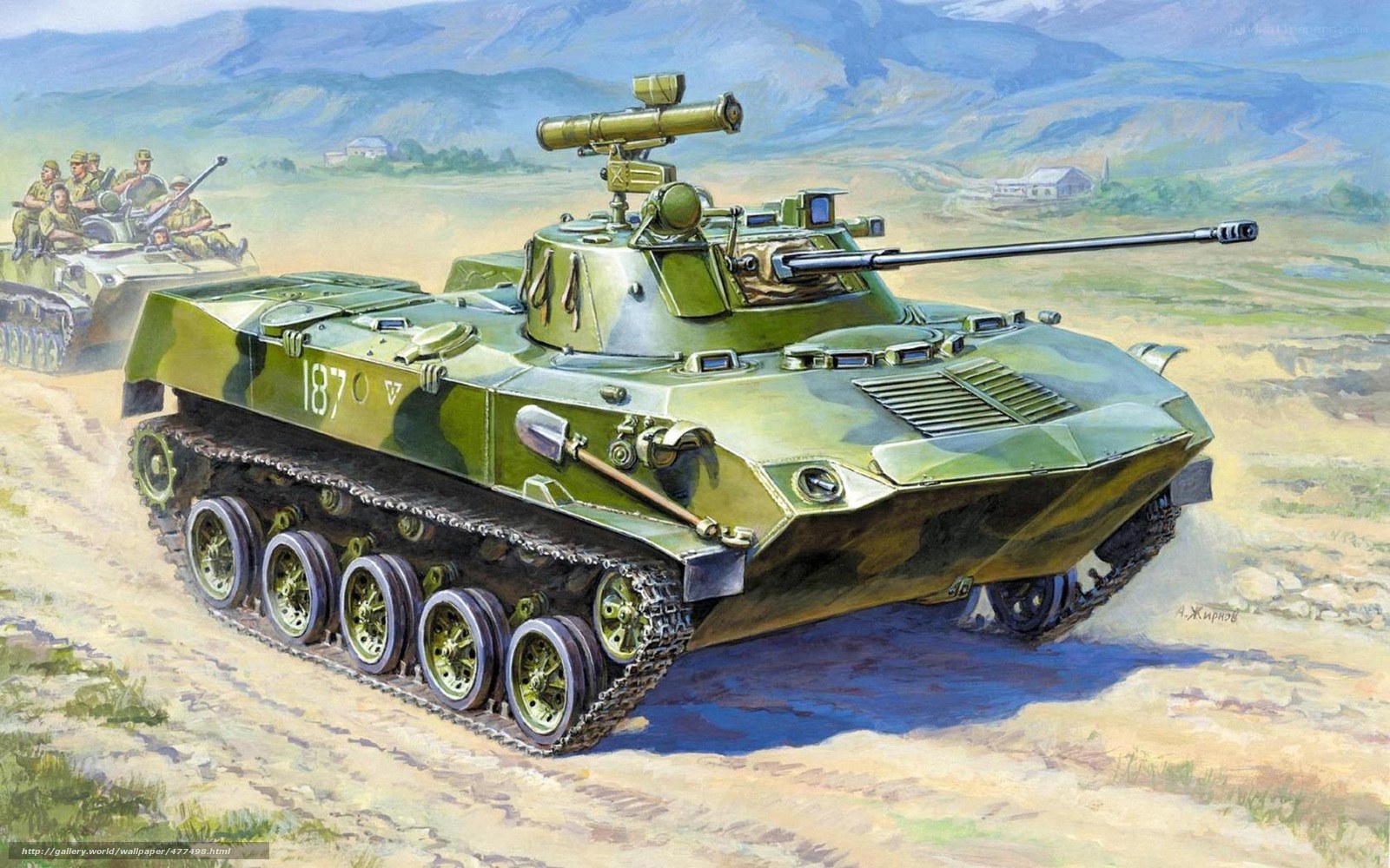 Soviet amphibious tank in action