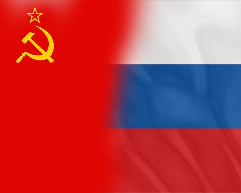 Soviet and Russian flags