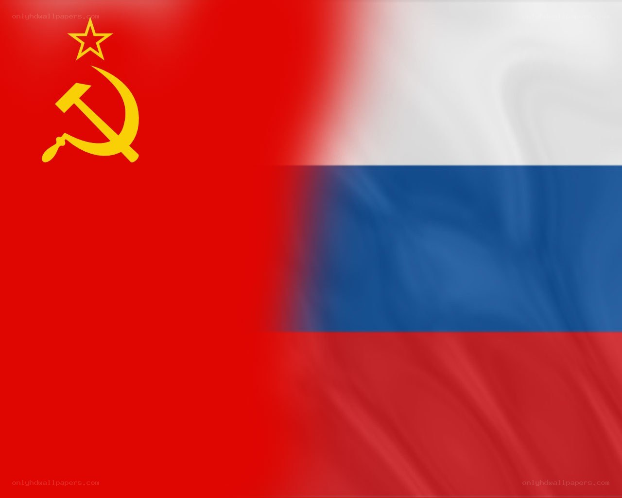 Soviet and Russian flags