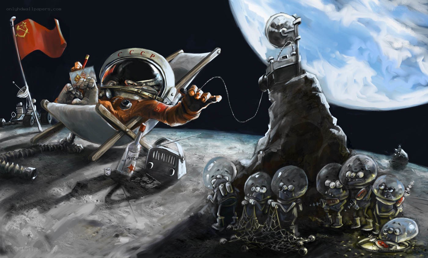 Soviet astronaut on the moon