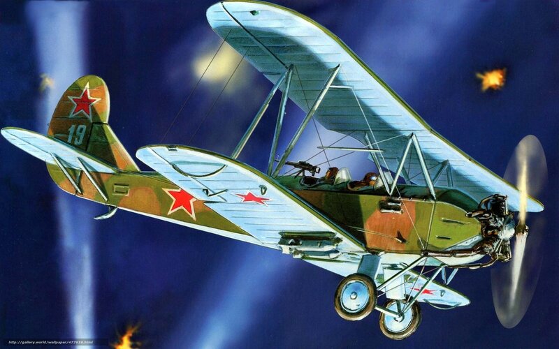 Soviet biplane in combat