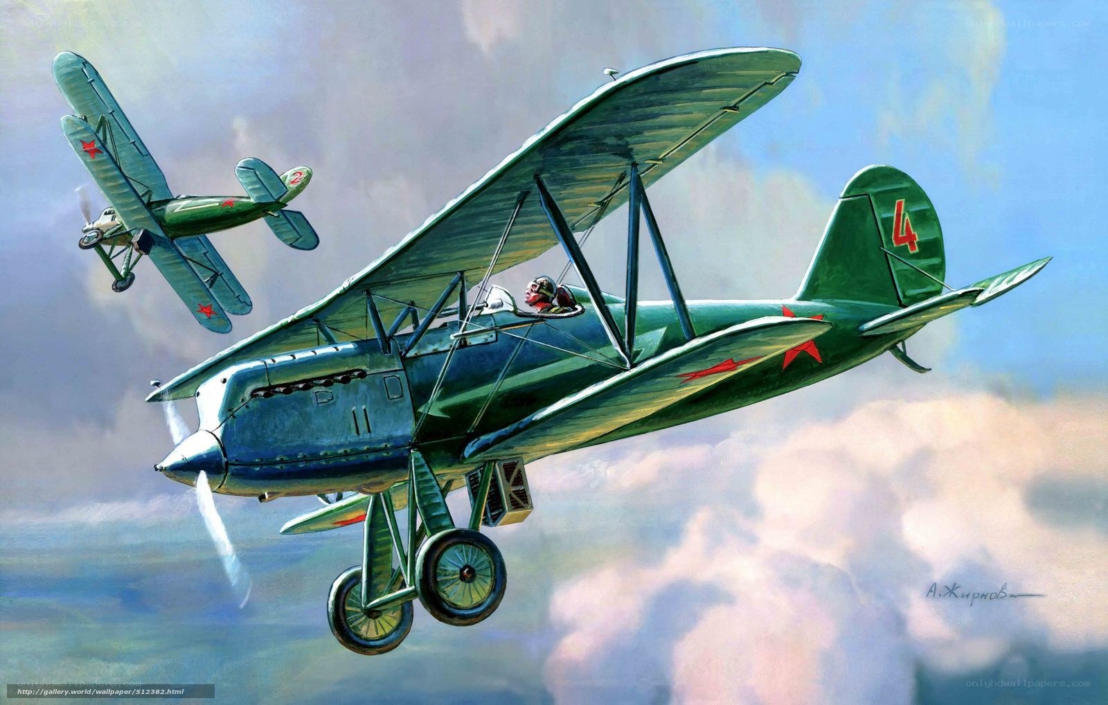 Soviet biplanes in flight