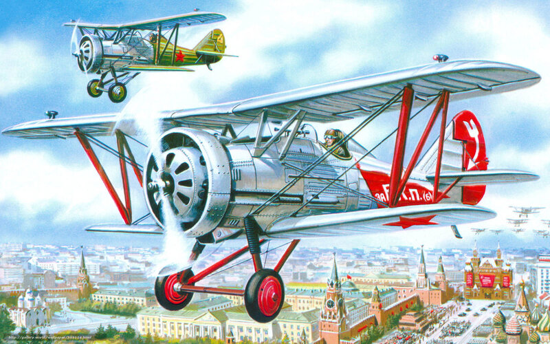 Soviet biplanes over Moscow