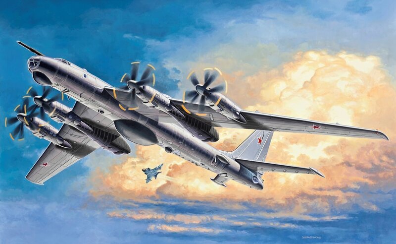 Soviet Bomber Aircraft — Blue, Dramatic, Sunset, Illustration