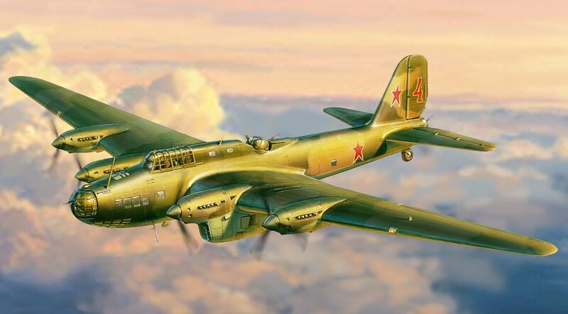 Soviet Bomber Aircraft — Green, Dramatic, Sunset, Digital Art