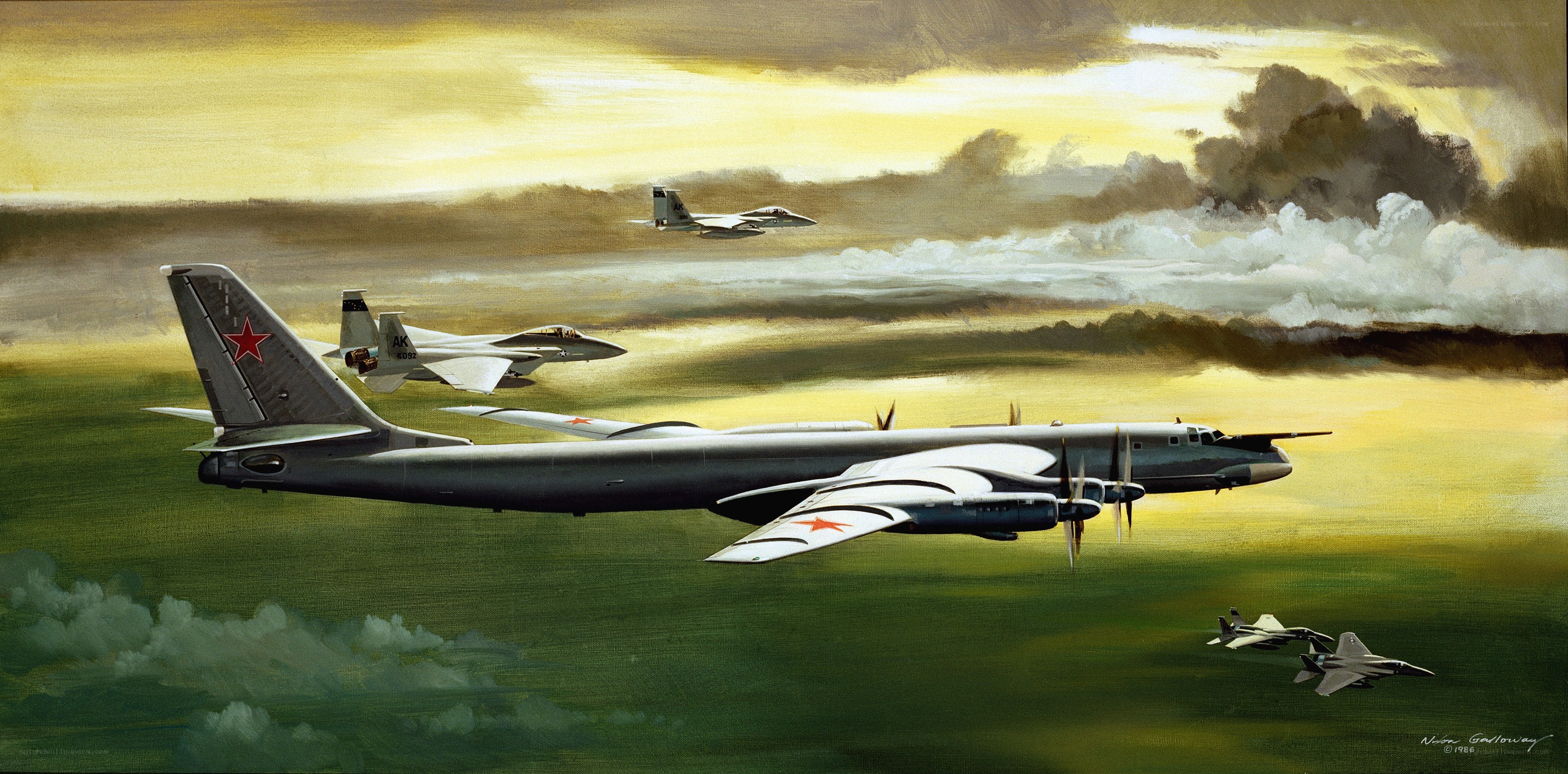 Soviet bomber intercepted by fighters