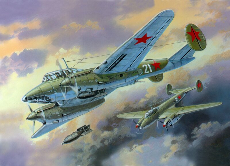 Soviet bombers in flight