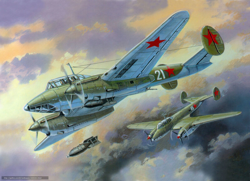 Soviet bombers in flight