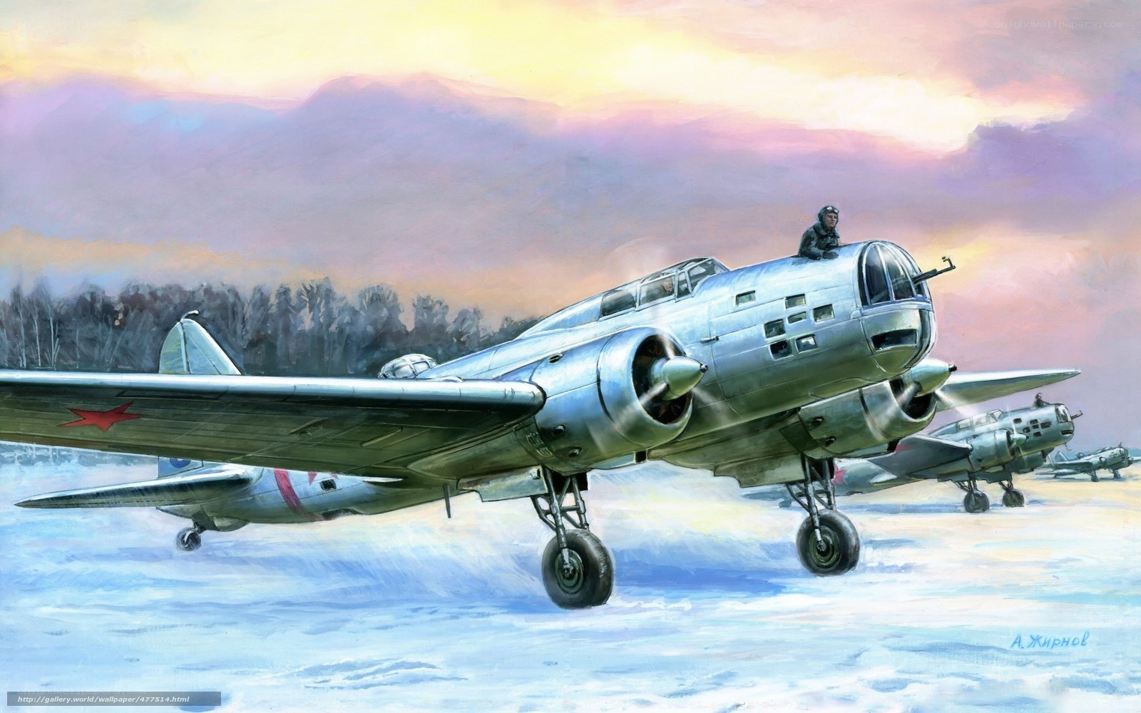 Soviet bombers on snowy runway
