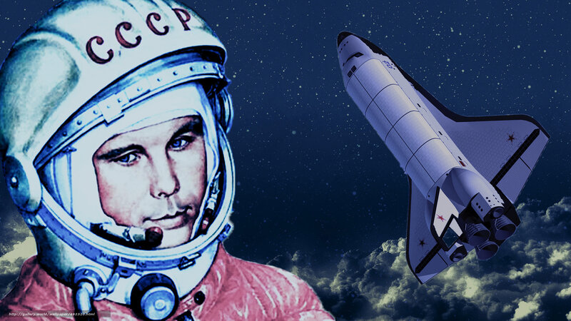 Soviet cosmonaut and space shuttle