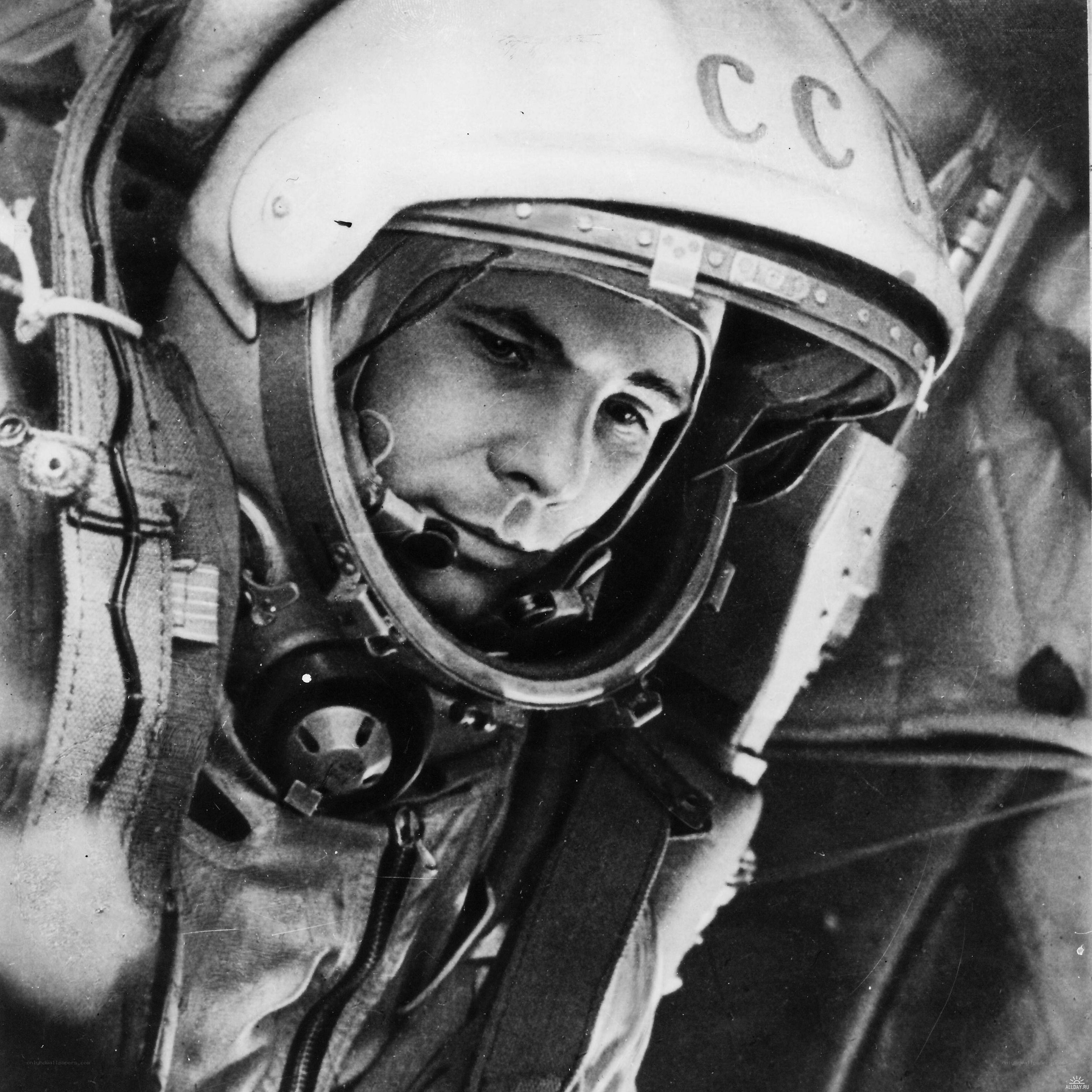 Soviet cosmonaut in helmet