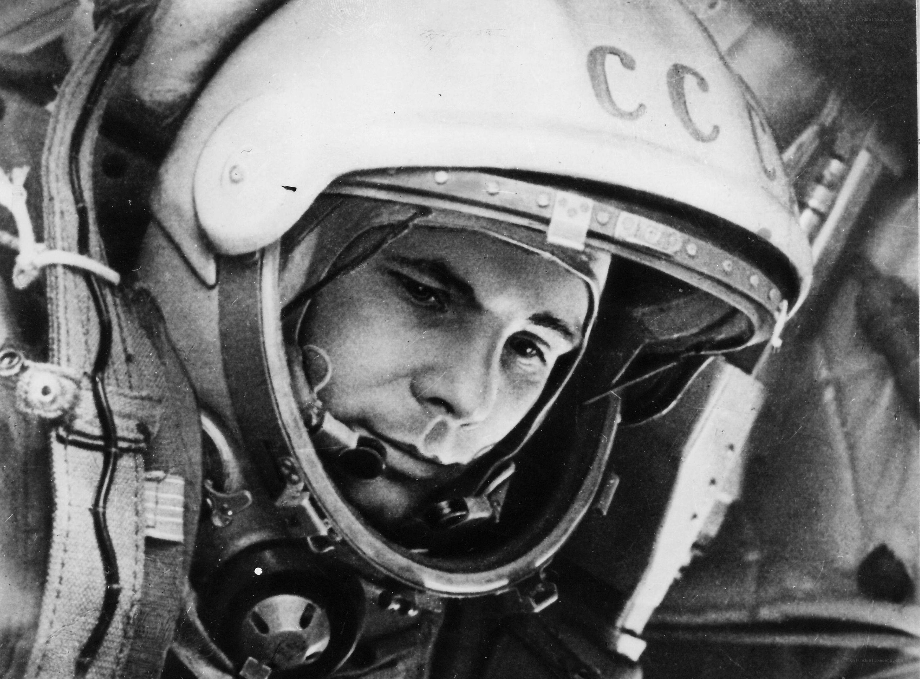 Soviet cosmonaut in helmet