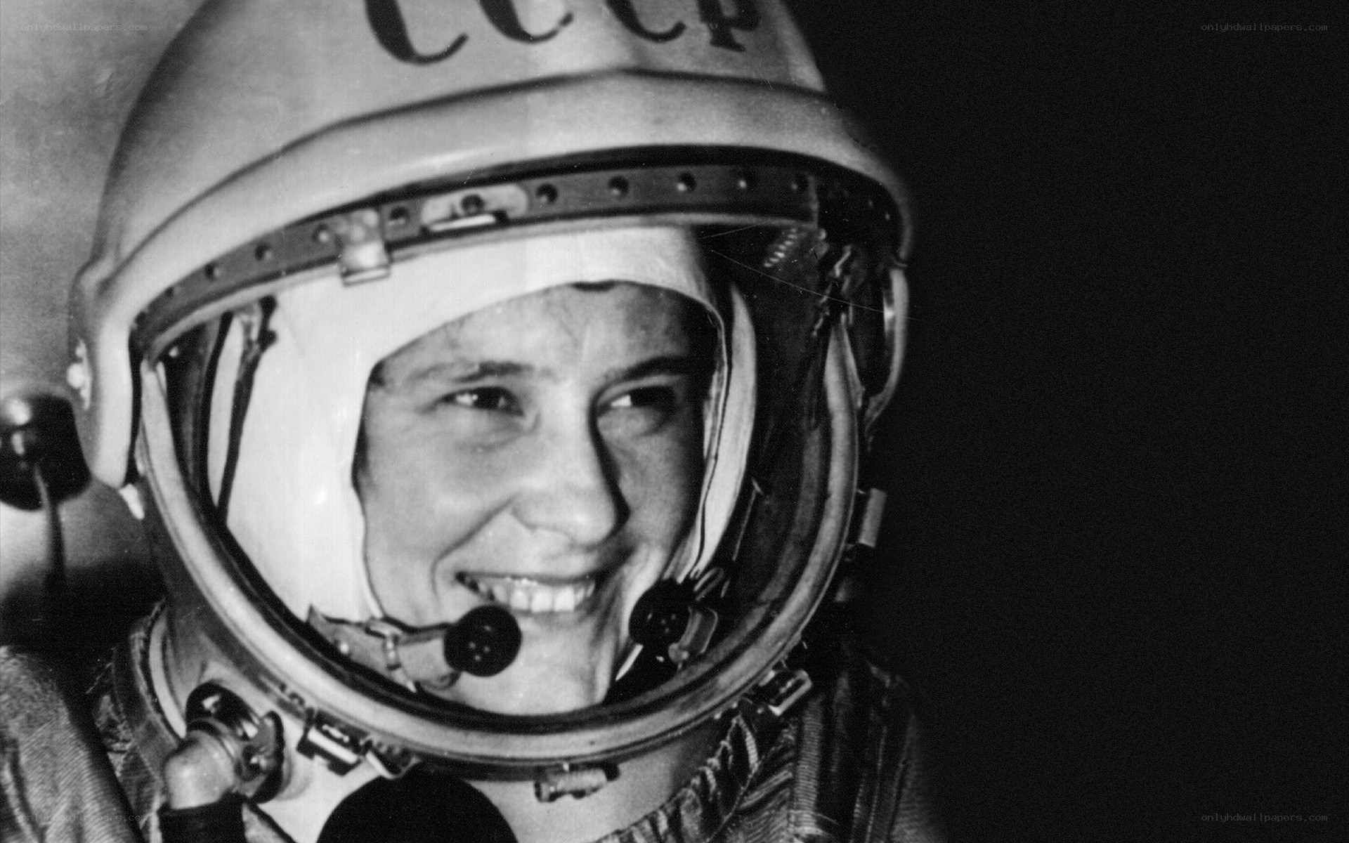 Soviet cosmonaut in helmet