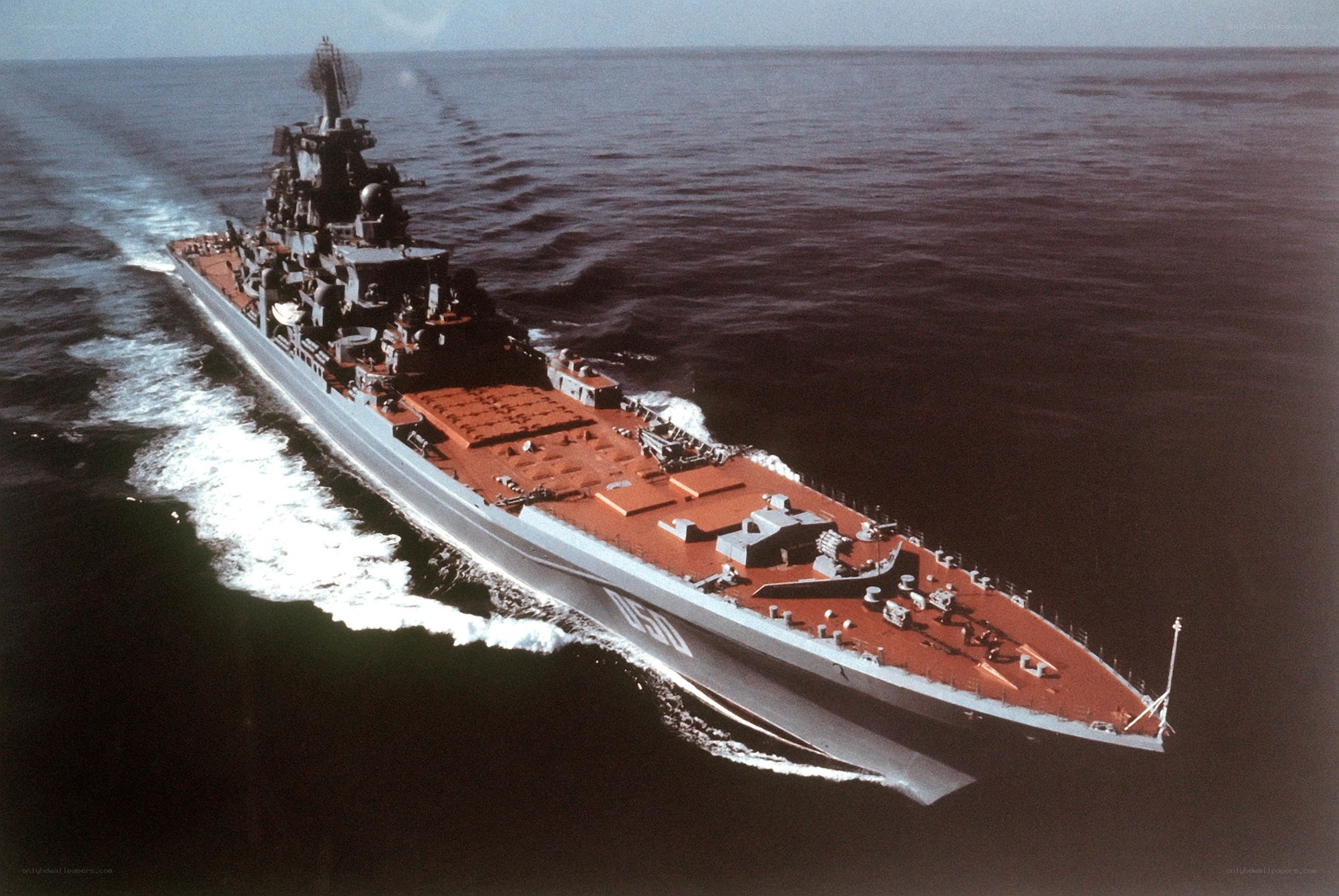 Soviet cruiser in open sea