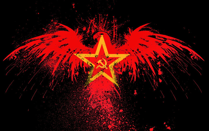 Soviet eagle with red splatter