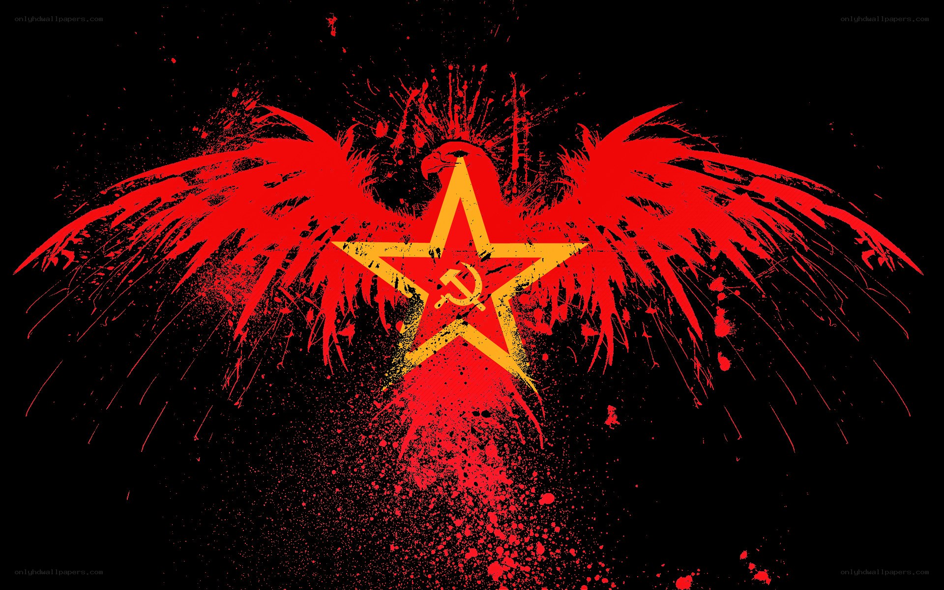 Soviet eagle with red splatter