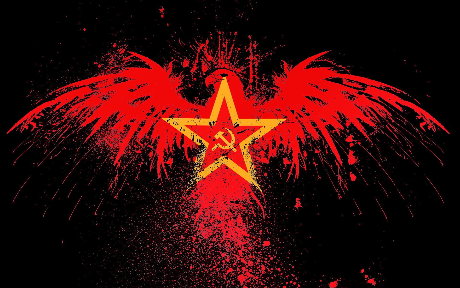Soviet eagle with red splatter