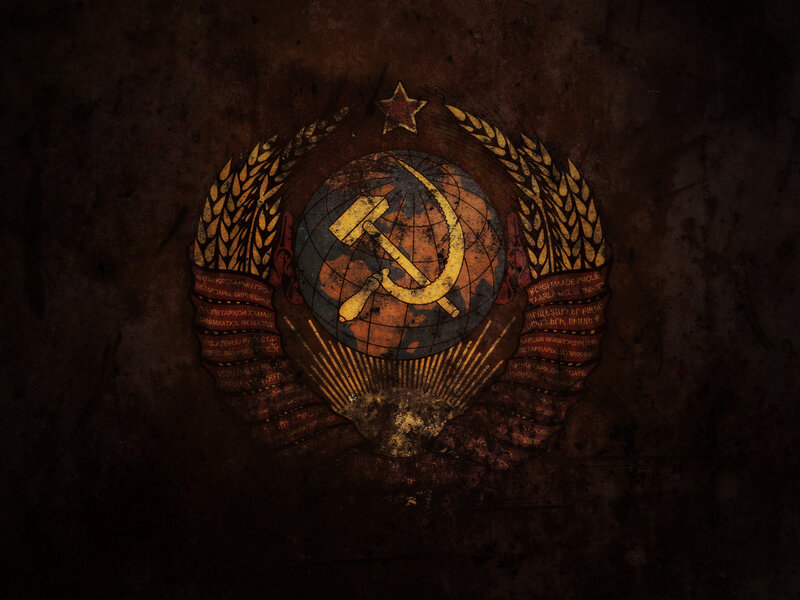 Soviet emblem on grungy wall