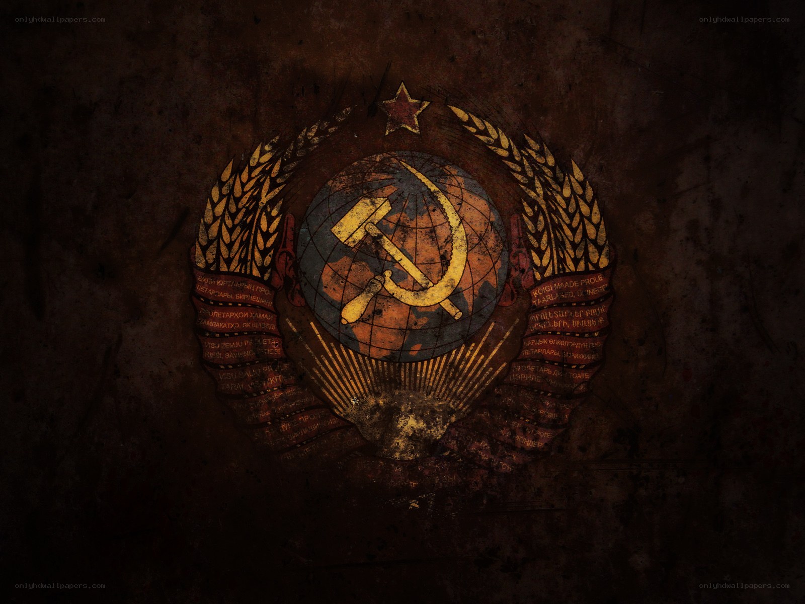 Soviet emblem on grungy wall