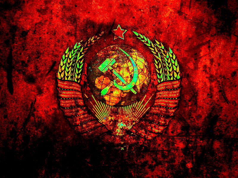 Soviet emblem on red background