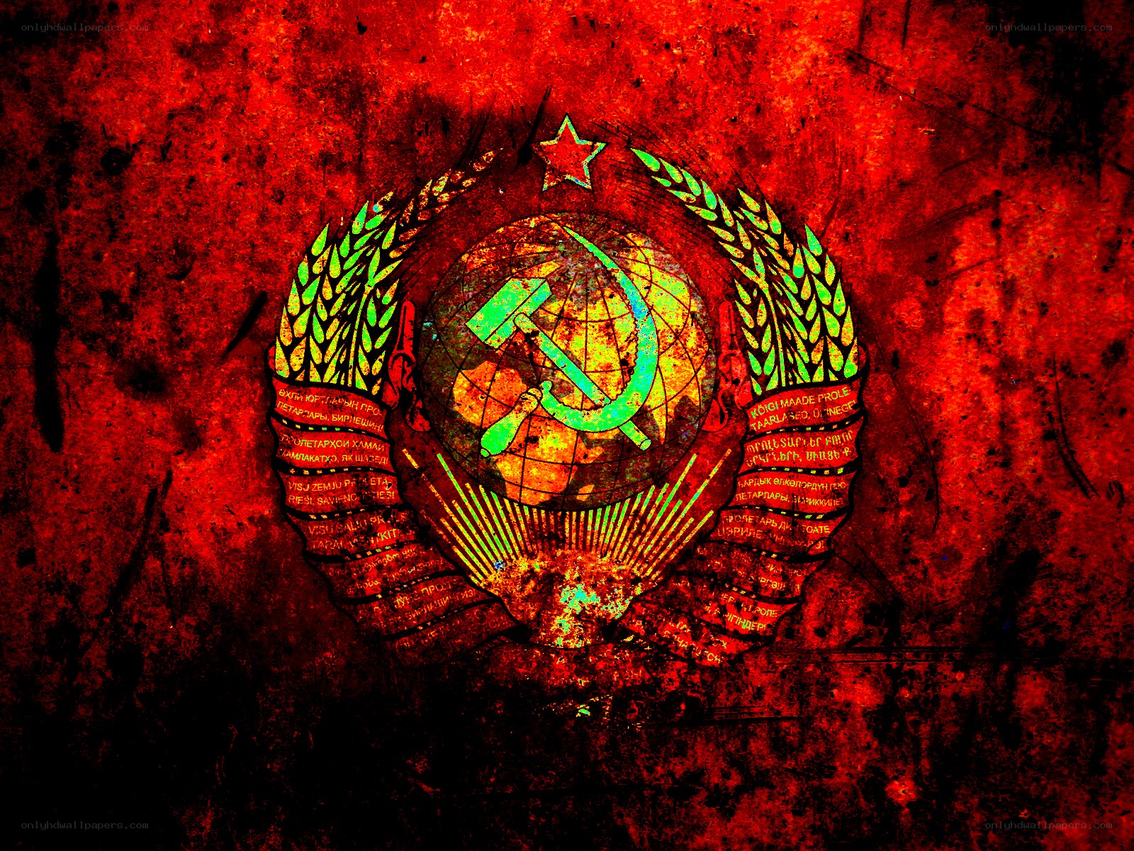 Soviet emblem on red background