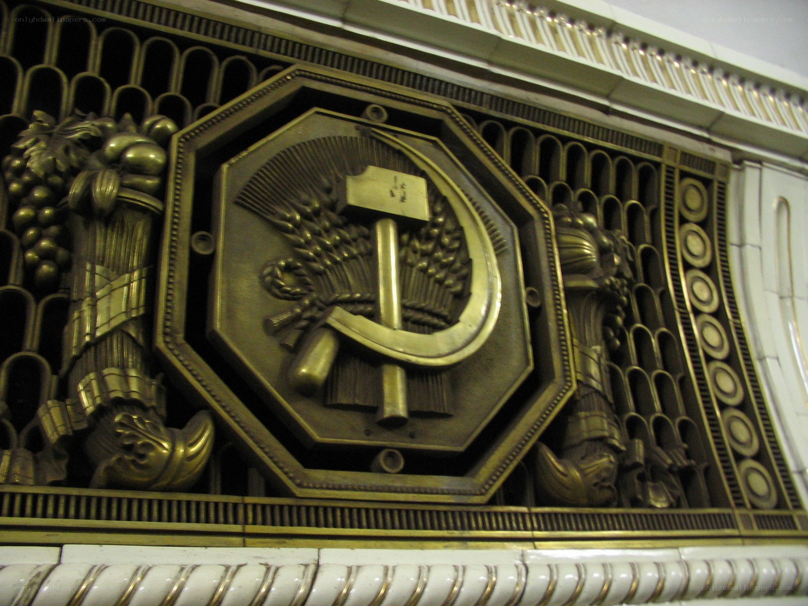 Soviet emblem on wall