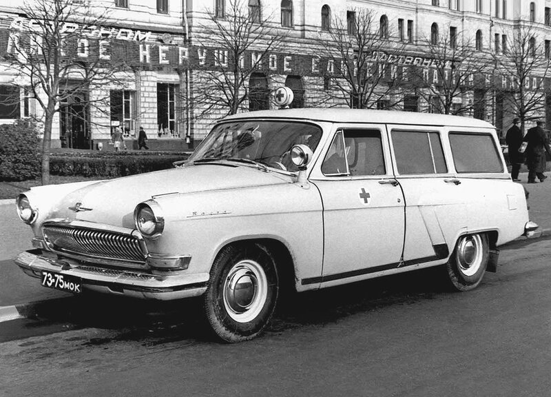 Soviet-era ambulance on city street