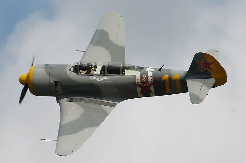 Soviet-era fighter plane in flight