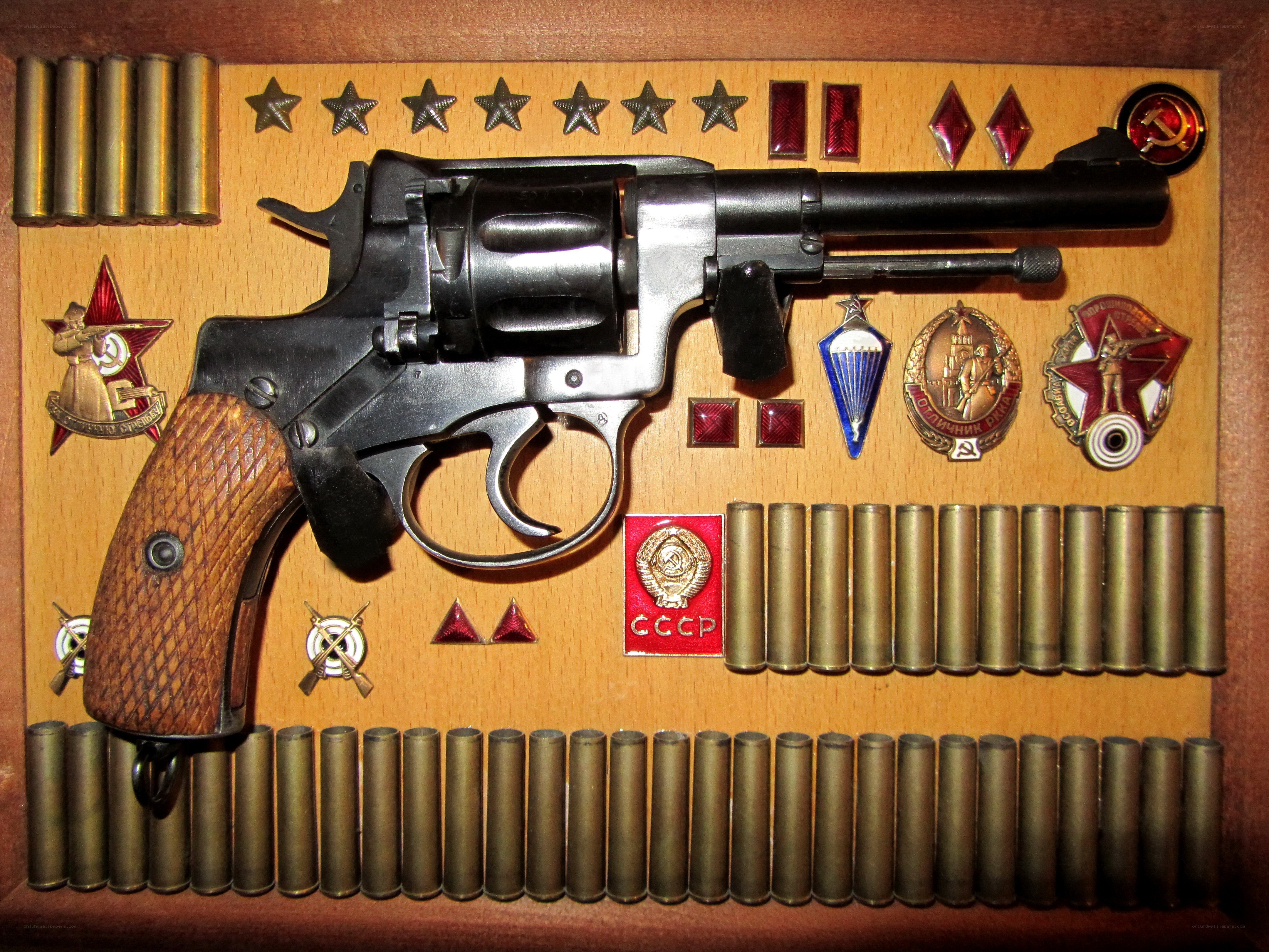 Soviet-era revolver display