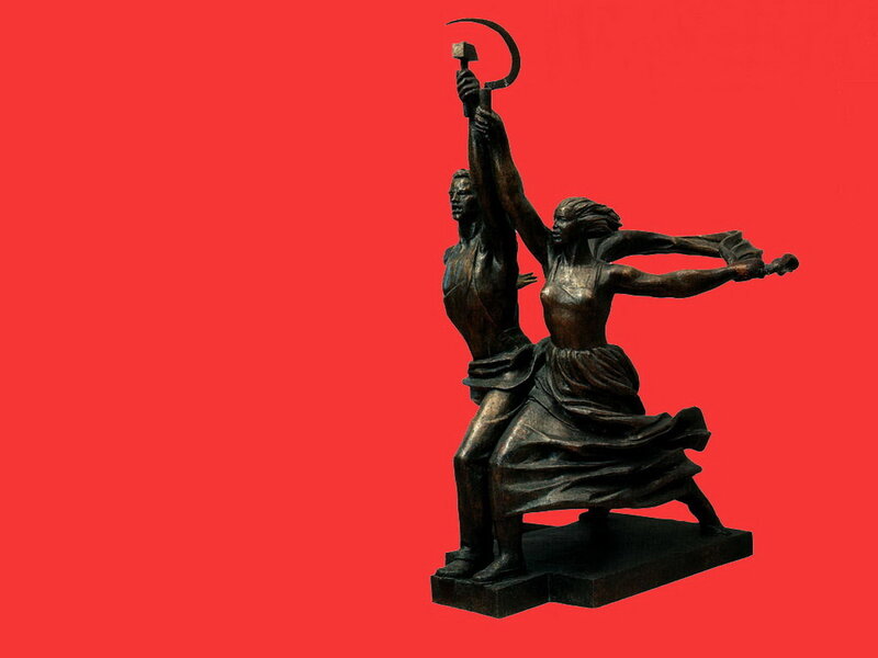 Soviet-era sculpture of workers