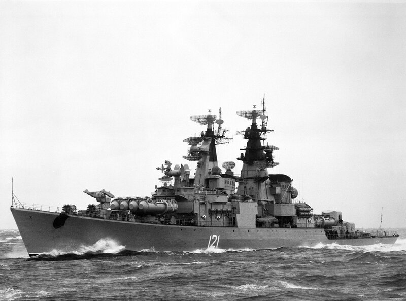 Soviet-era warship at sea