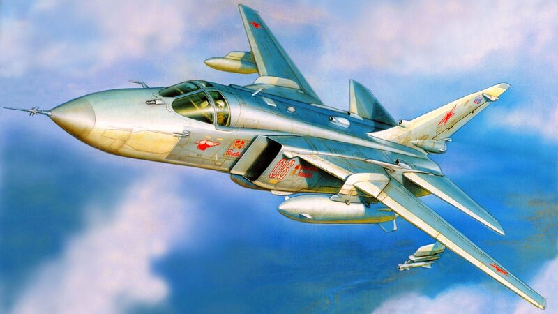 Soviet Fighter Jet — Blue, Dramatic, Illustration