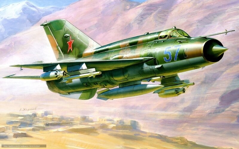 Soviet fighter jet in flight