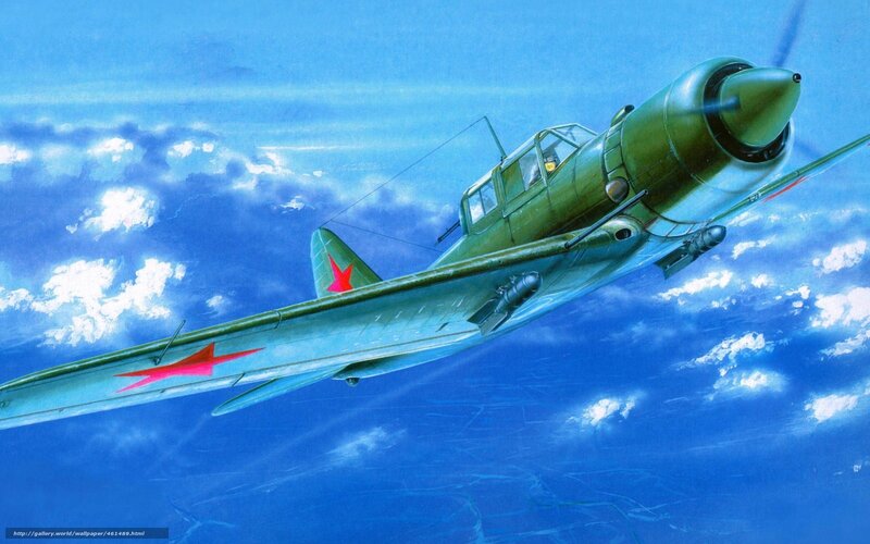Soviet Fighter Plane — Blue, Dramatic, Afternoon, Illustration, Aircraft