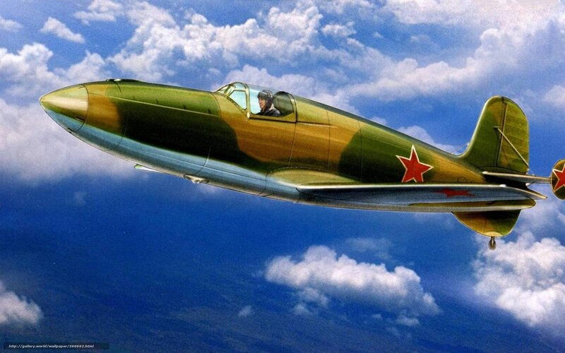 Soviet Fighter Plane — Blue, Dramatic, Afternoon, Illustration, Pilot