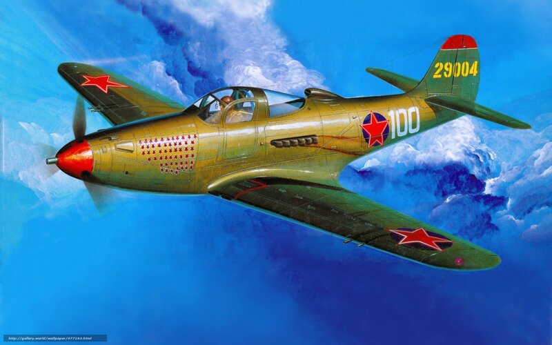 Soviet Fighter Plane — Blue, Dramatic, Illustration, Sky