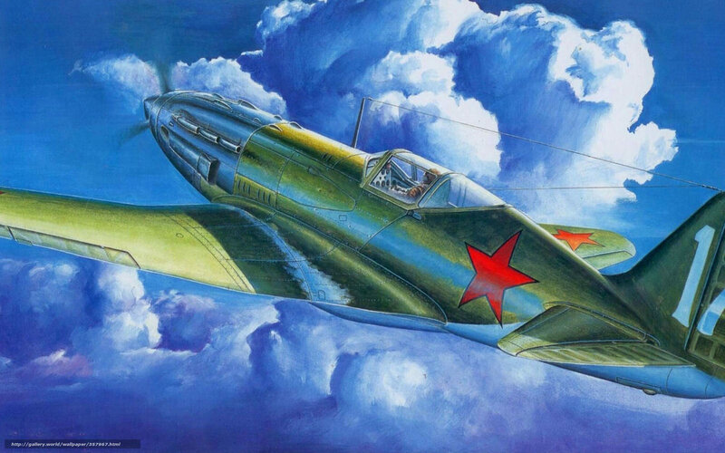 Soviet Fighter Plane — Blue, Dramatic, Illustration