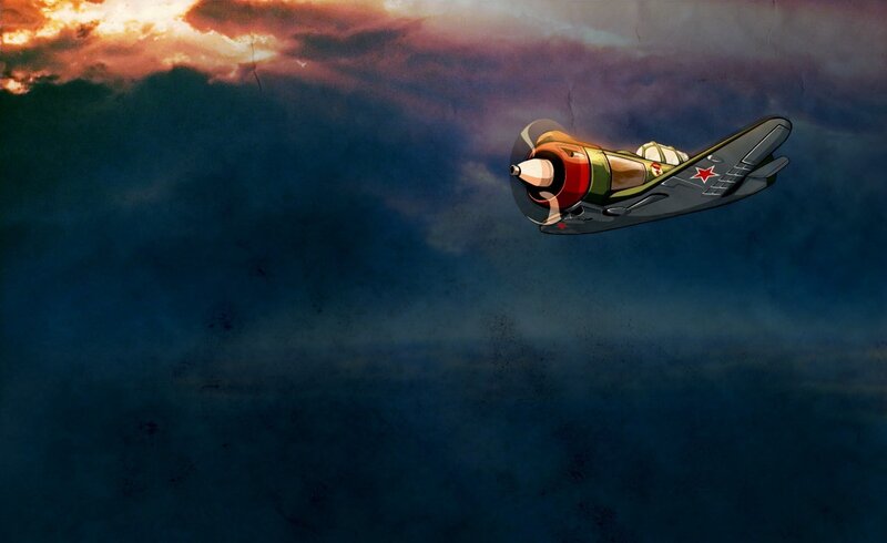 Soviet Fighter Plane — Blue, Dramatic, Sunset