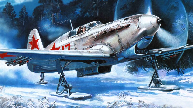 Soviet Fighter Plane — Blue, Dramatic