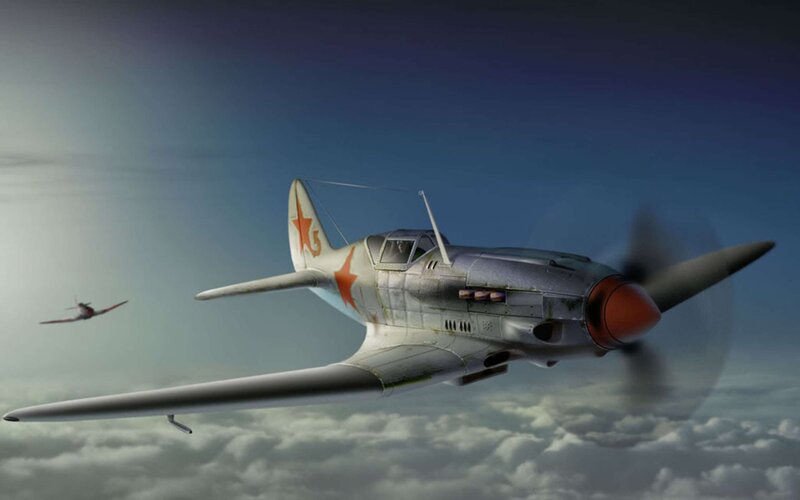Soviet Fighter Plane — Gray, Dramatic, Afternoon, Digital Art
