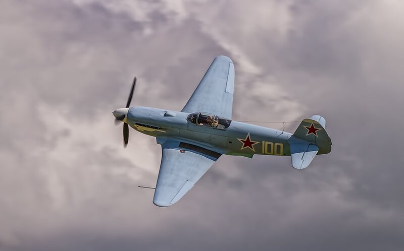 Soviet Fighter Plane — Gray, Dramatic, Photograph