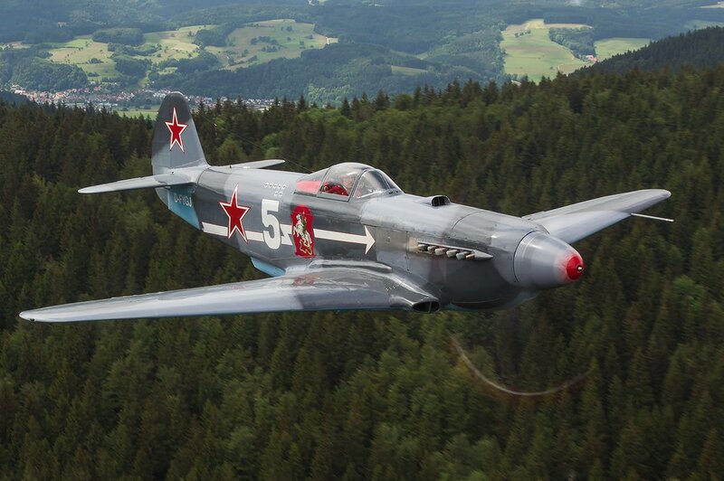 Soviet Fighter Plane — Gray, Dynamic, Afternoon, Photograph, Forest