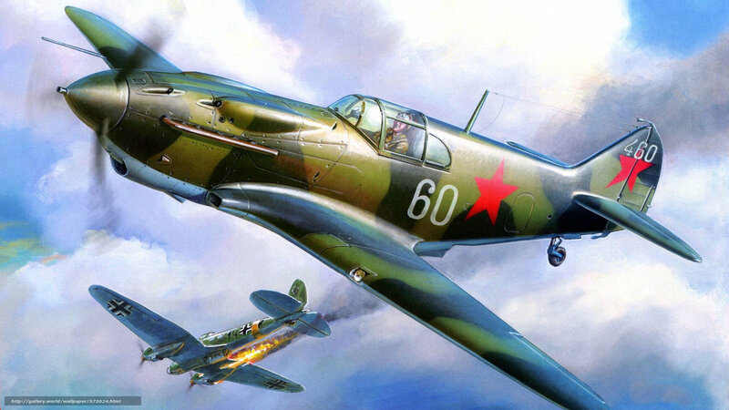 Soviet Fighter Plane — Green, Dramatic, Afternoon, Illustration